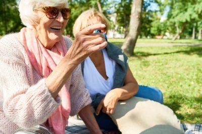 Older Women Laughing Outside
